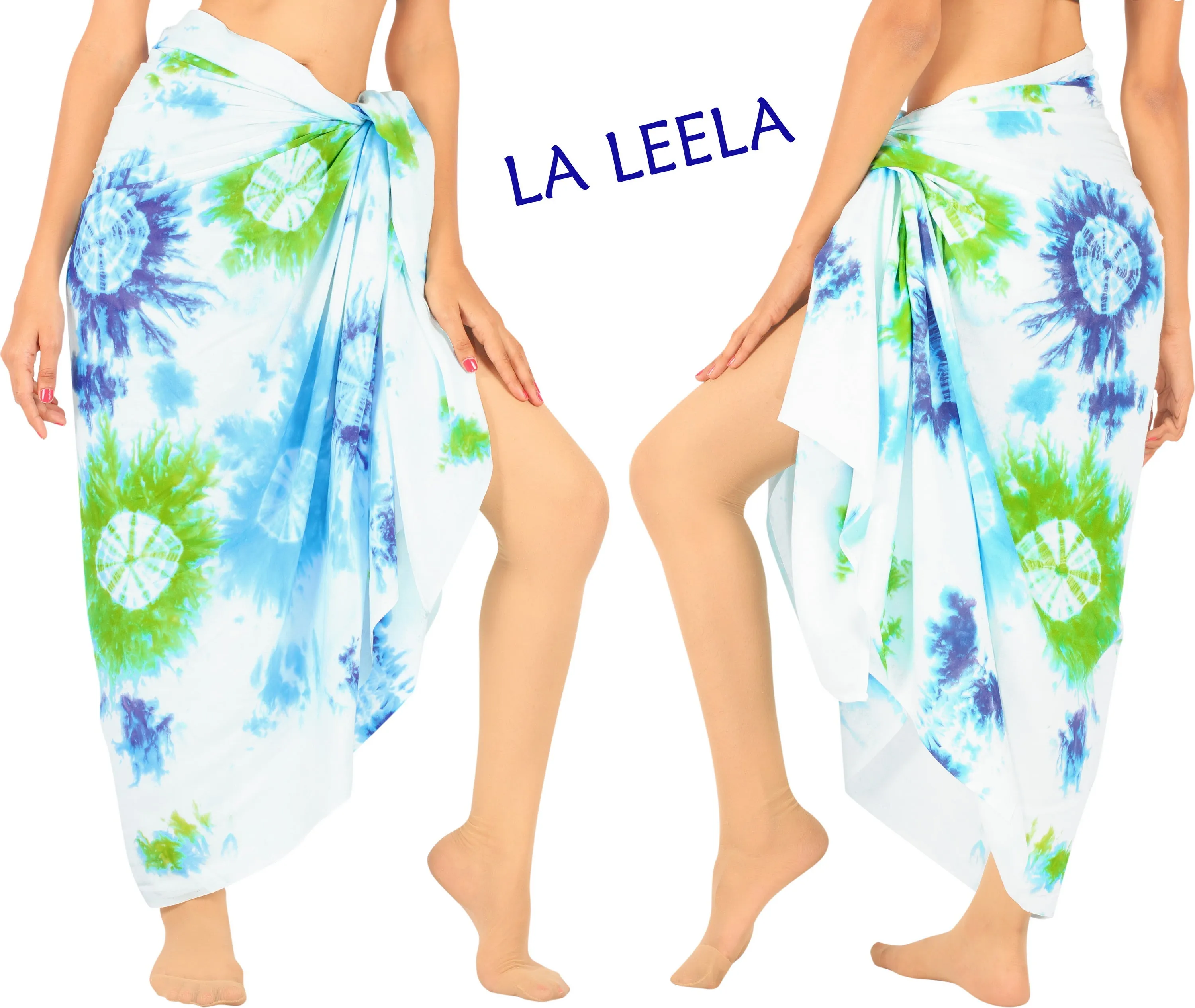 La Leela Women's Hawaiian Bikini Beach Wrap Sheer Sarong Swimming Bathing suit Beachwear Swim Dress Pareo Cover up Long 78"X42"  White 913445