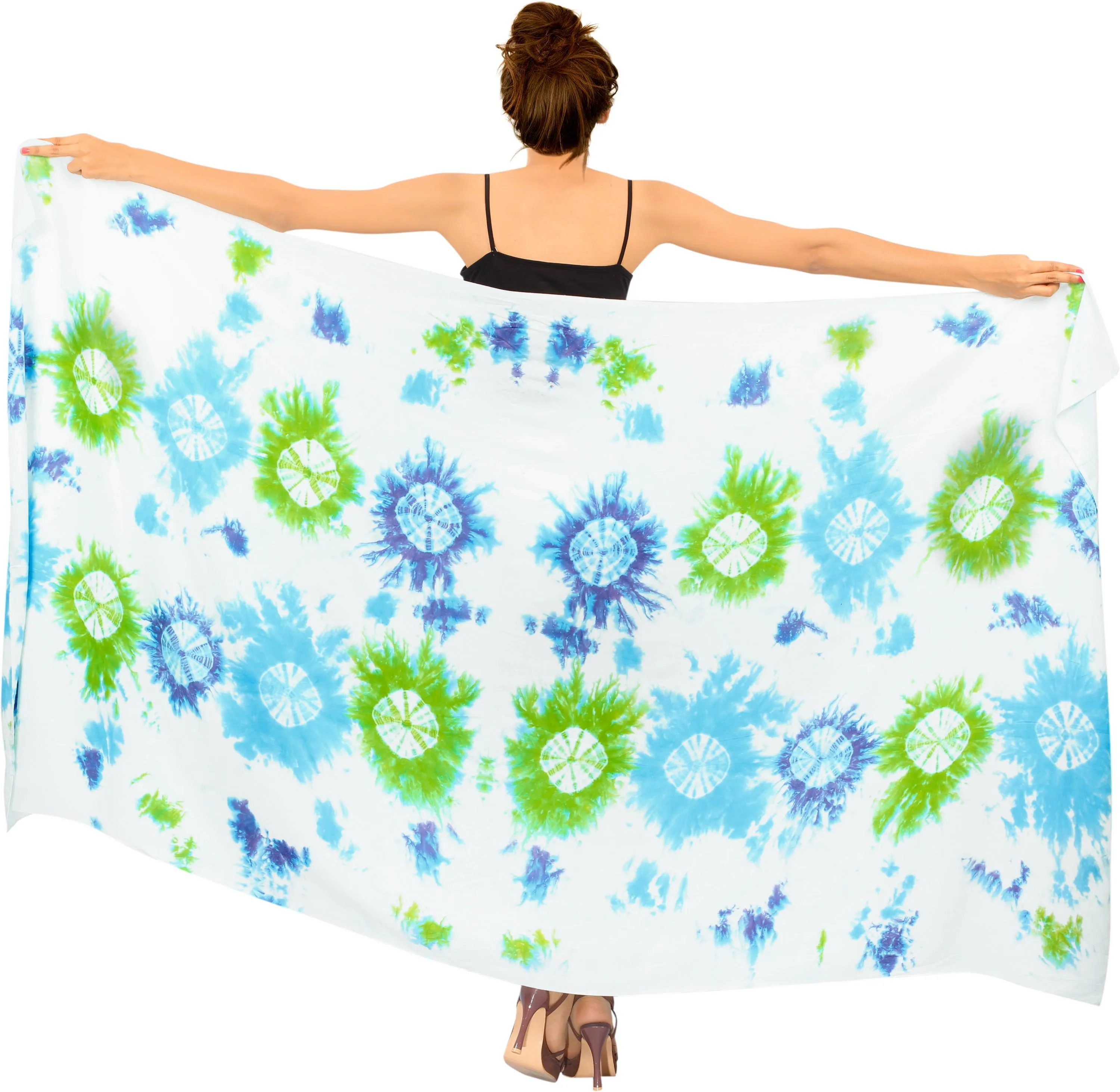 La Leela Women's Hawaiian Bikini Beach Wrap Sheer Sarong Swimming Bathing suit Beachwear Swim Dress Pareo Cover up Long 78"X42"  White 913445