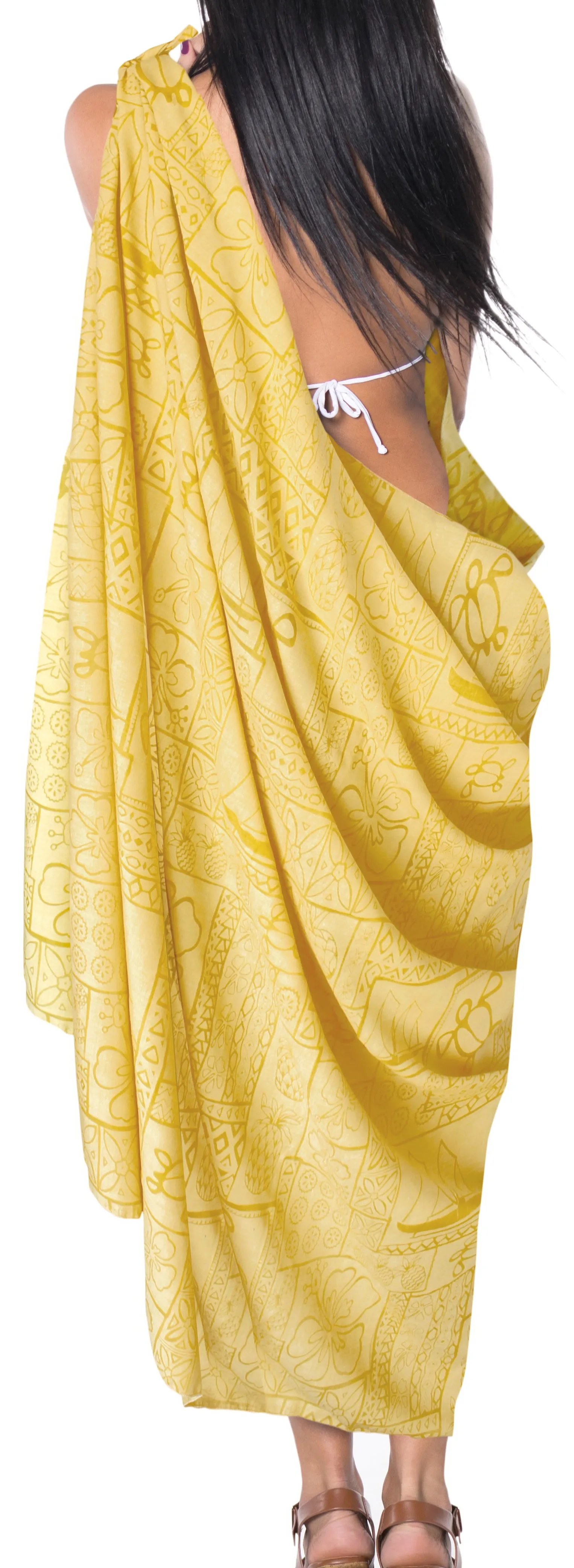 La Leela Women's Hawaiian Bikini Beach Wrap Sheer Sarong Swimming Bathing suit Beachwear Swim Dress Pareo Cover up Long 78"X42"  Yellow 906792