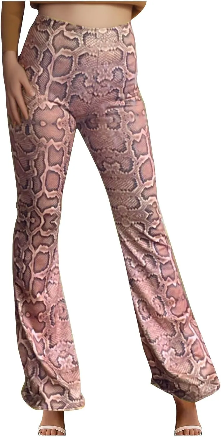 Ladies Bootcut Yoga Pants Women Stretch Bootleg Trousers Elasticated High Waist Work Pants Casual Wear Vintage