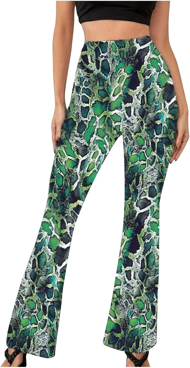 Ladies Bootcut Yoga Pants Women Stretch Bootleg Trousers Elasticated High Waist Work Pants Casual Wear Vintage