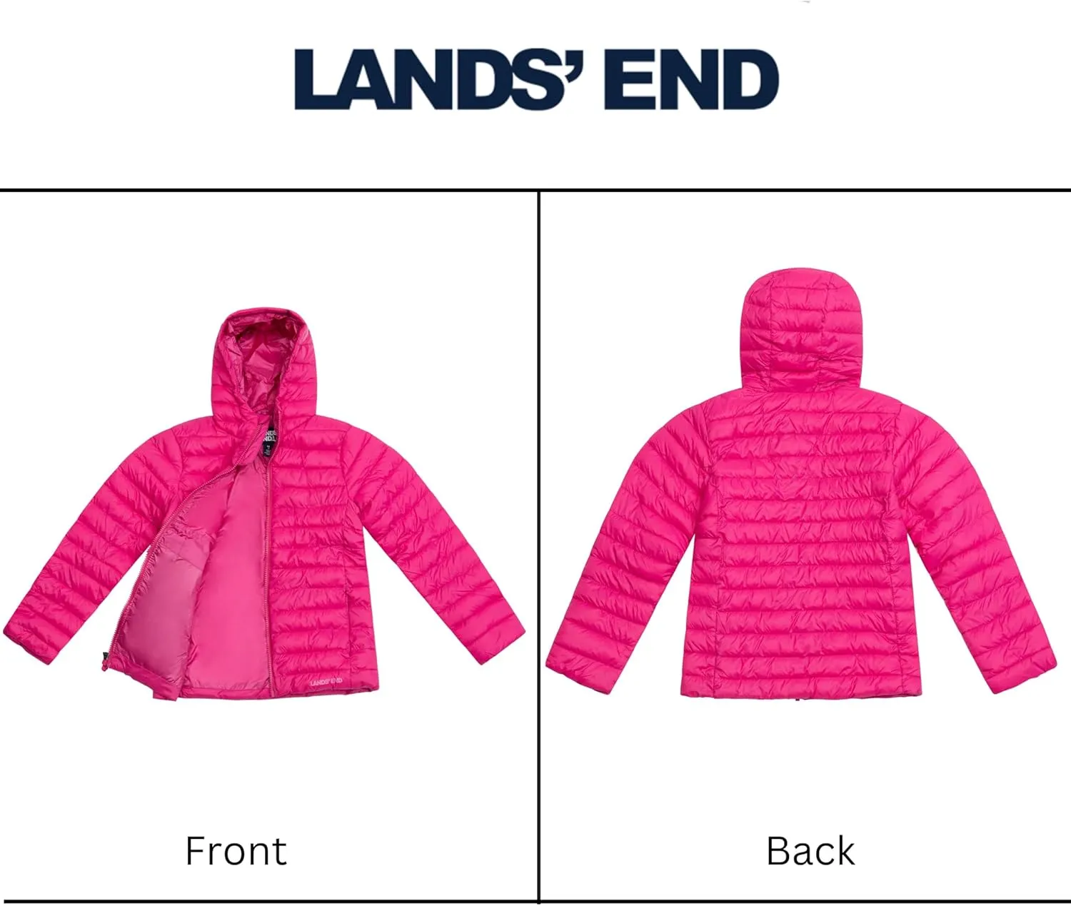 Lands' End Kids Full Zip Lightweight Thermoplume Hooded Jacket (S-XL)