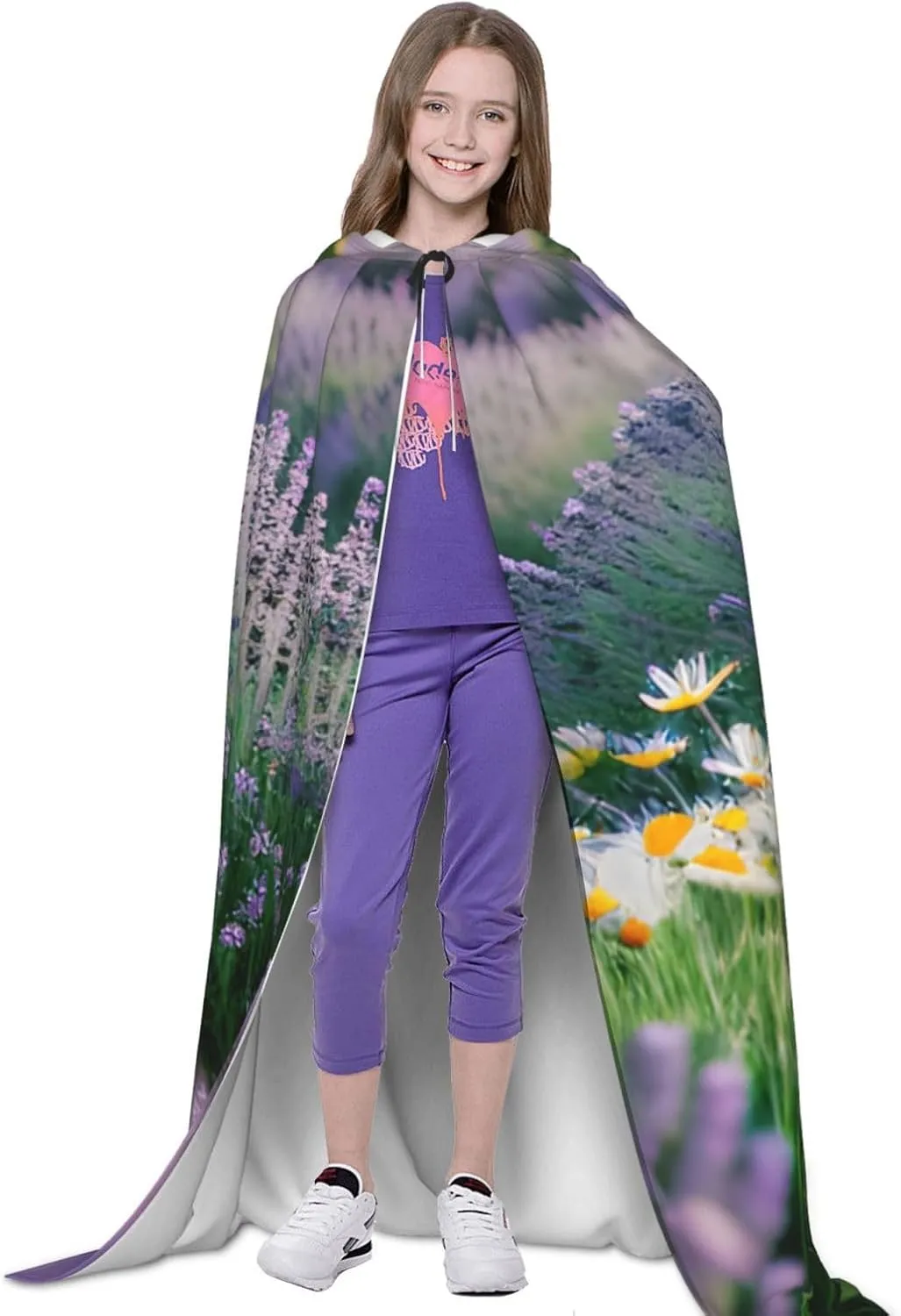 Lavender And Daisy Hooded Cloak Coat Winter Warm Long Cloak Cosplay Costumes Outerwear Carnivals Hoodies Capes