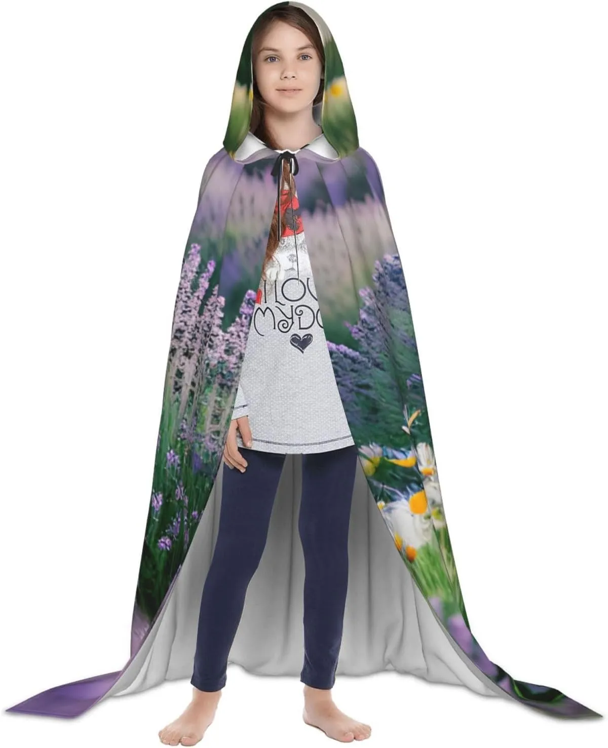 Lavender And Daisy Hooded Cloak Coat Winter Warm Long Cloak Cosplay Costumes Outerwear Carnivals Hoodies Capes