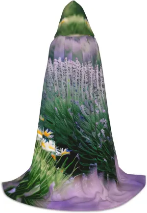 Lavender And Daisy Hooded Cloak Coat Winter Warm Long Cloak Cosplay Costumes Outerwear Carnivals Hoodies Capes