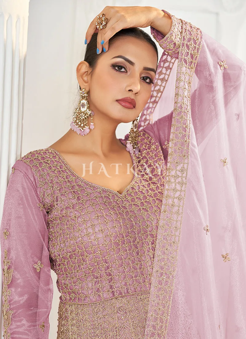 Lavender Designer Anarkali Suit