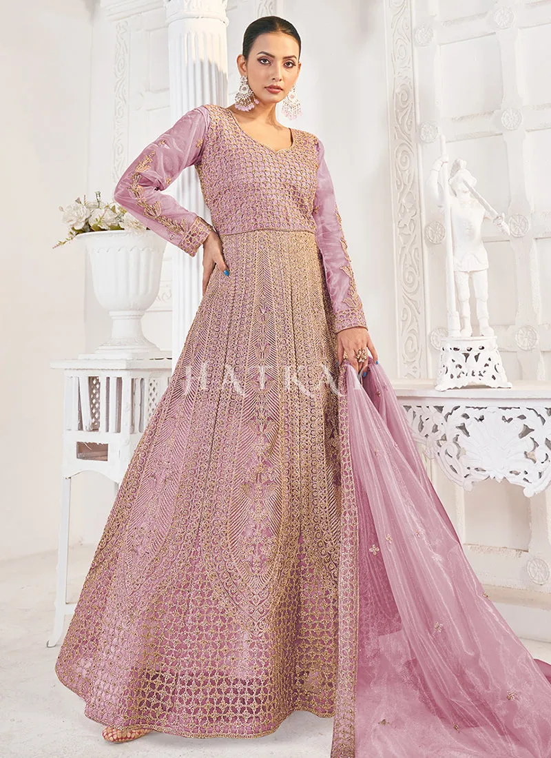 Lavender Designer Anarkali Suit