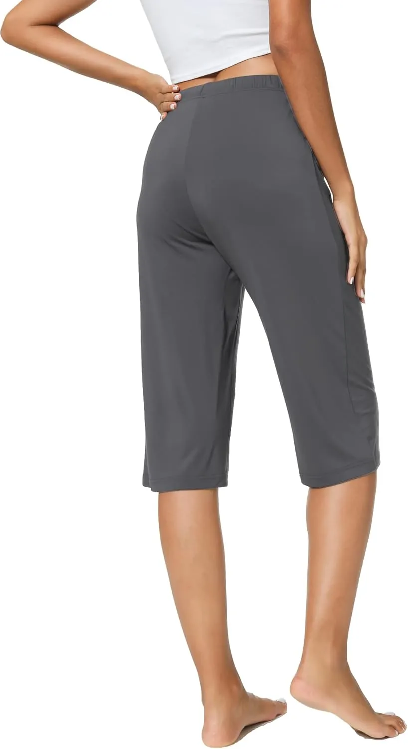 LazyCozy Capri Pajama Pants for Women - Viscose Made from Bamboo, Soft Lounge Pants Pj Bottoms Lightweight Sleepwear