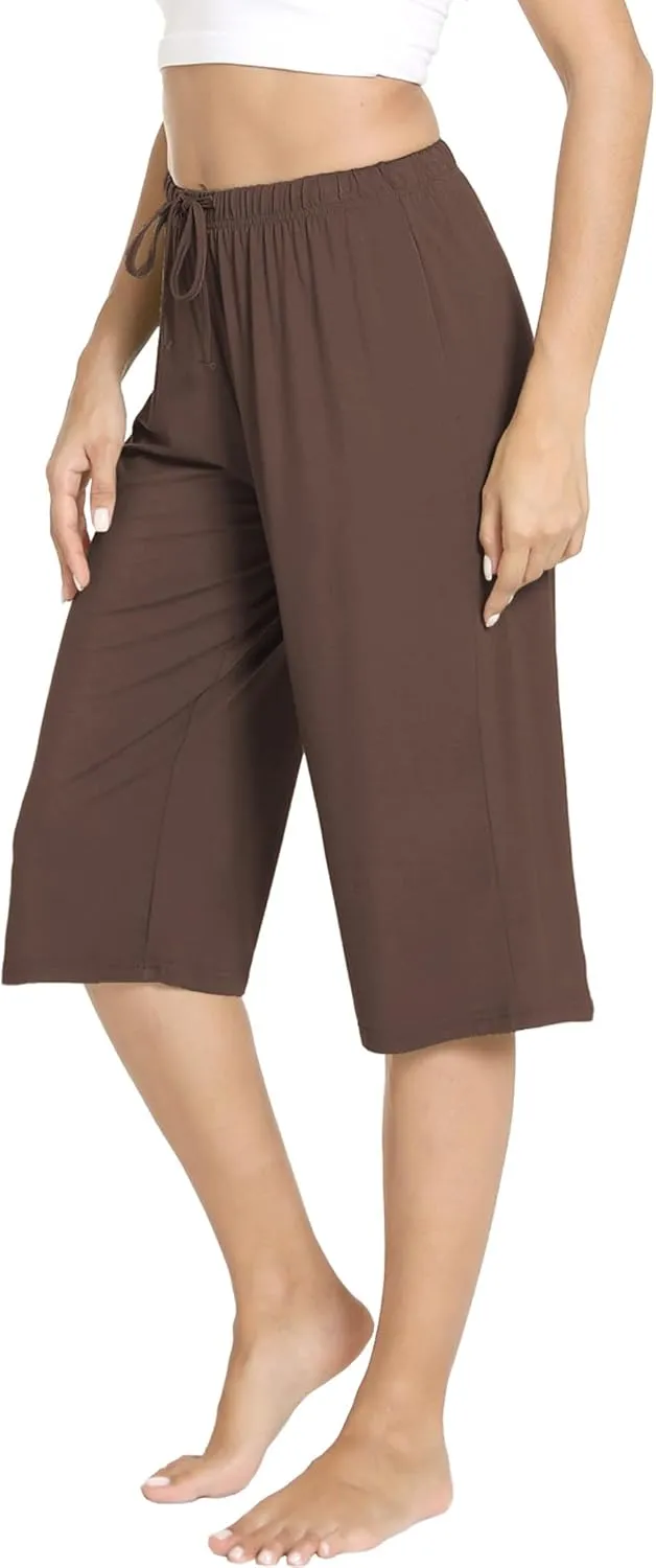 LazyCozy Capri Pajama Pants for Women - Viscose Made from Bamboo, Soft Lounge Pants Pj Bottoms Lightweight Sleepwear