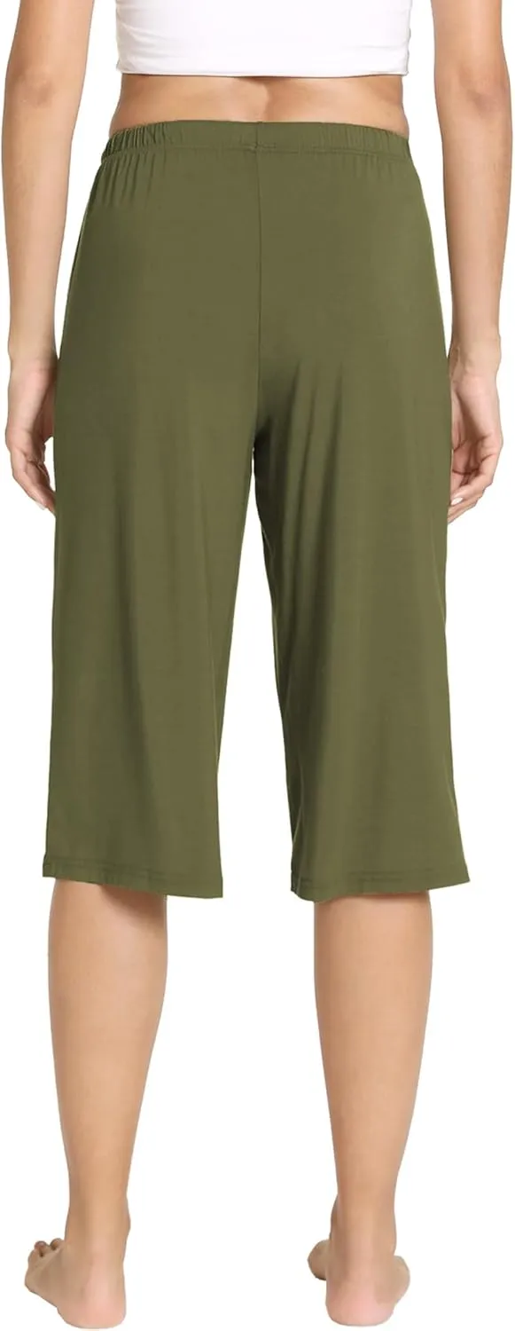 LazyCozy Capri Pajama Pants for Women - Viscose Made from Bamboo, Soft Lounge Pants Pj Bottoms Lightweight Sleepwear