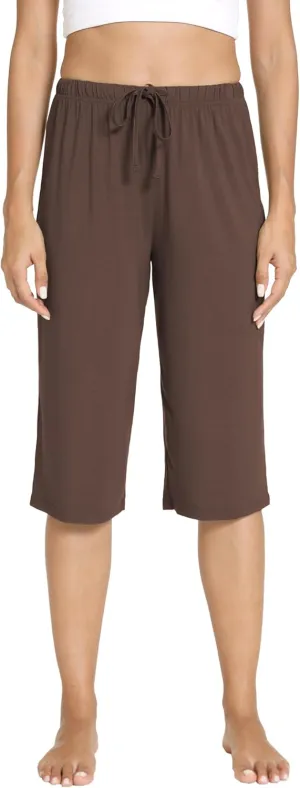 LazyCozy Capri Pajama Pants for Women - Viscose Made from Bamboo, Soft Lounge Pants Pj Bottoms Lightweight Sleepwear
