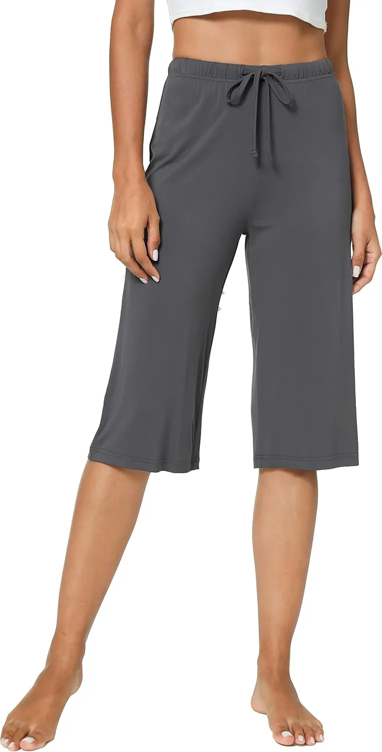 LazyCozy Capri Pajama Pants for Women - Viscose Made from Bamboo, Soft Lounge Pants Pj Bottoms Lightweight Sleepwear