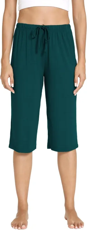 LazyCozy Capri Pajama Pants for Women - Viscose Made from Bamboo, Soft Lounge Pants Pj Bottoms Lightweight Sleepwear