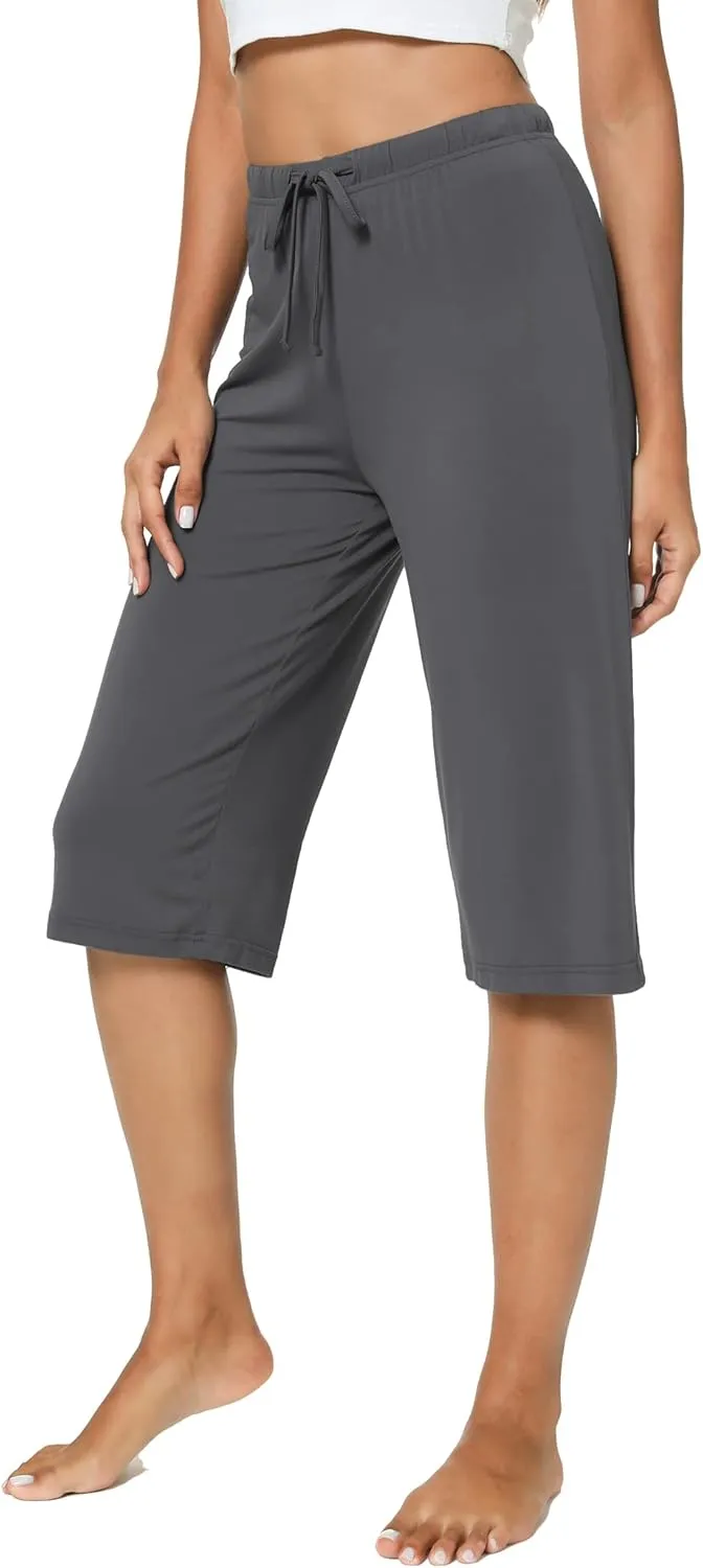 LazyCozy Capri Pajama Pants for Women - Viscose Made from Bamboo, Soft Lounge Pants Pj Bottoms Lightweight Sleepwear