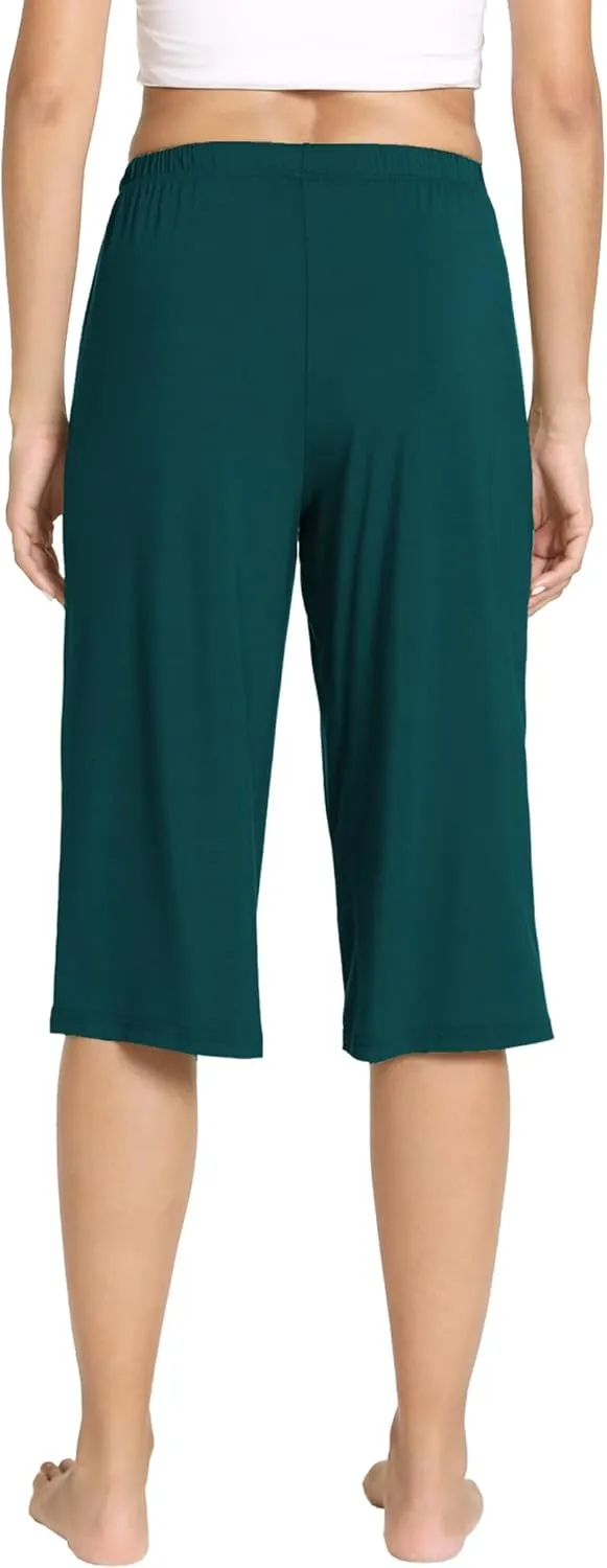 LazyCozy Capri Pajama Pants for Women - Viscose Made from Bamboo, Soft Lounge Pants Pj Bottoms Lightweight Sleepwear