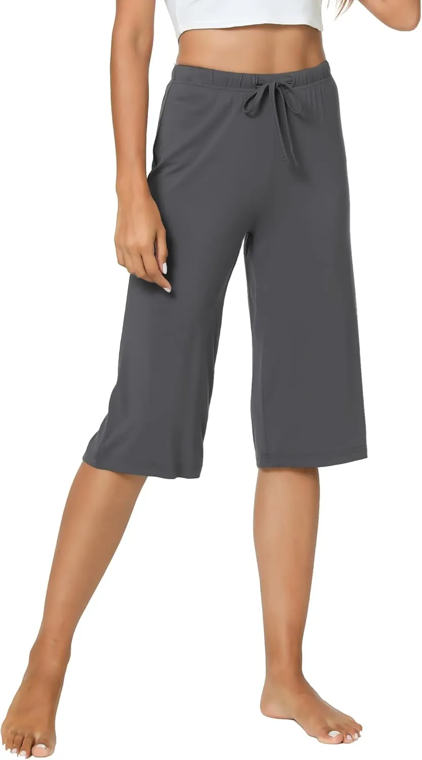 LazyCozy Capri Pajama Pants for Women - Viscose Made from Bamboo, Soft Lounge Pants Pj Bottoms Lightweight Sleepwear