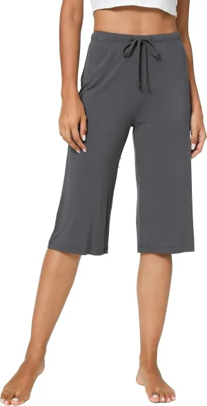 LazyCozy Capri Pajama Pants for Women - Viscose Made from Bamboo, Soft Lounge Pants Pj Bottoms Lightweight Sleepwear