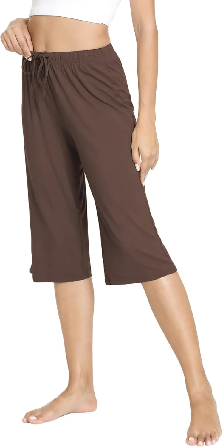 LazyCozy Capri Pajama Pants for Women - Viscose Made from Bamboo, Soft Lounge Pants Pj Bottoms Lightweight Sleepwear