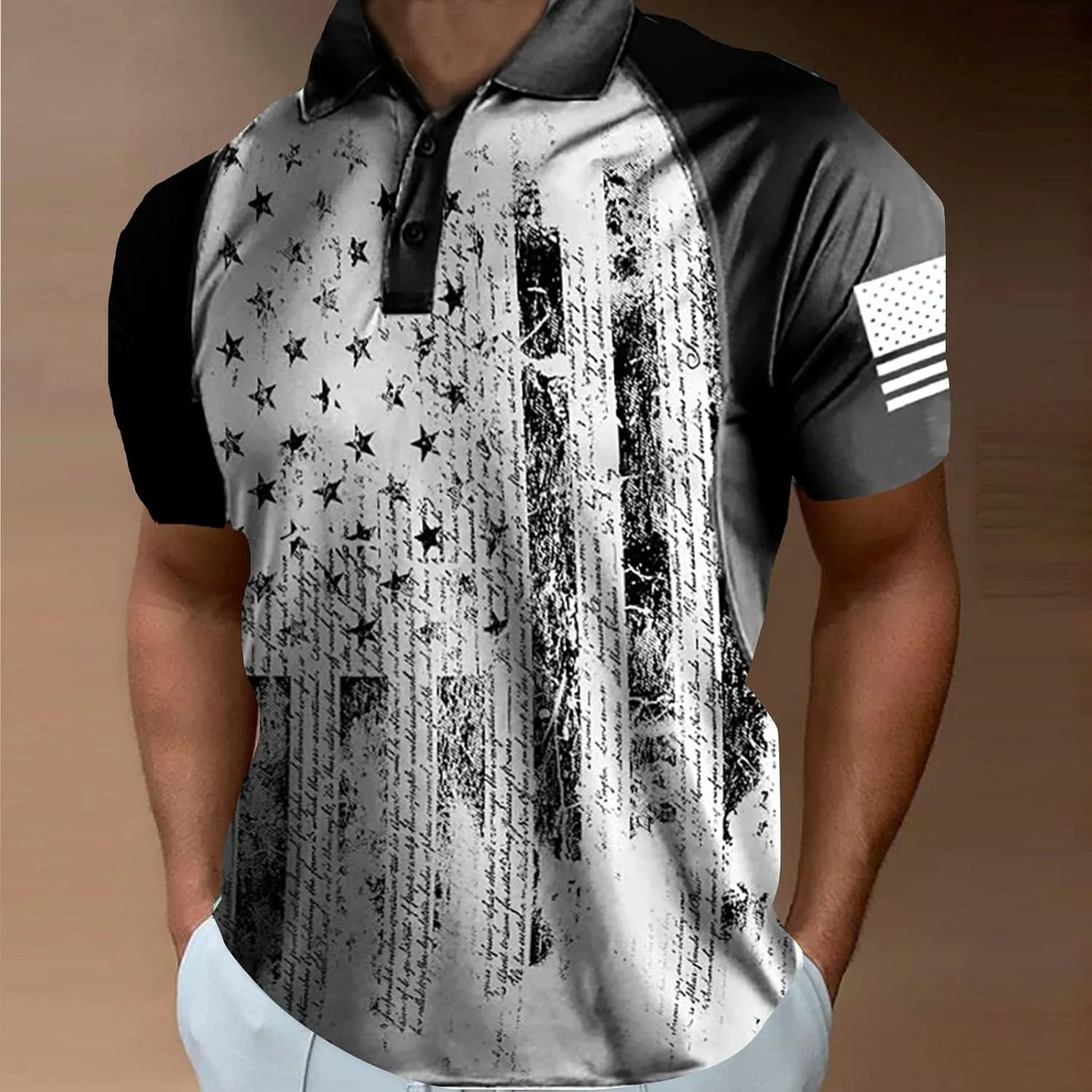 LCMTWX Men's 1776 Independence Day Polo Shirt Polo Shirt Men 2024 Fag Spring and Summer Fashion Leisure Seaside Beach