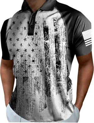 LCMTWX Men's 1776 Independence Day Polo Shirt Polo Shirt Men 2024 Fag Spring and Summer Fashion Leisure Seaside Beach