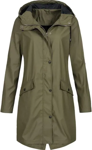 LCMTWX Windbreaker Long Rain Jacket Hooded Solid Women Coat Rain Raincoat Women's Coat Outdoor Raincoat Rain Jacket Womens