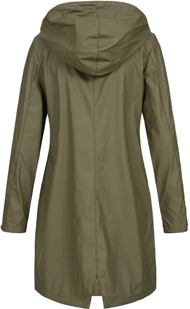 LCMTWX Windbreaker Long Rain Jacket Hooded Solid Women Coat Rain Raincoat Women's Coat Outdoor Raincoat Rain Jacket Womens