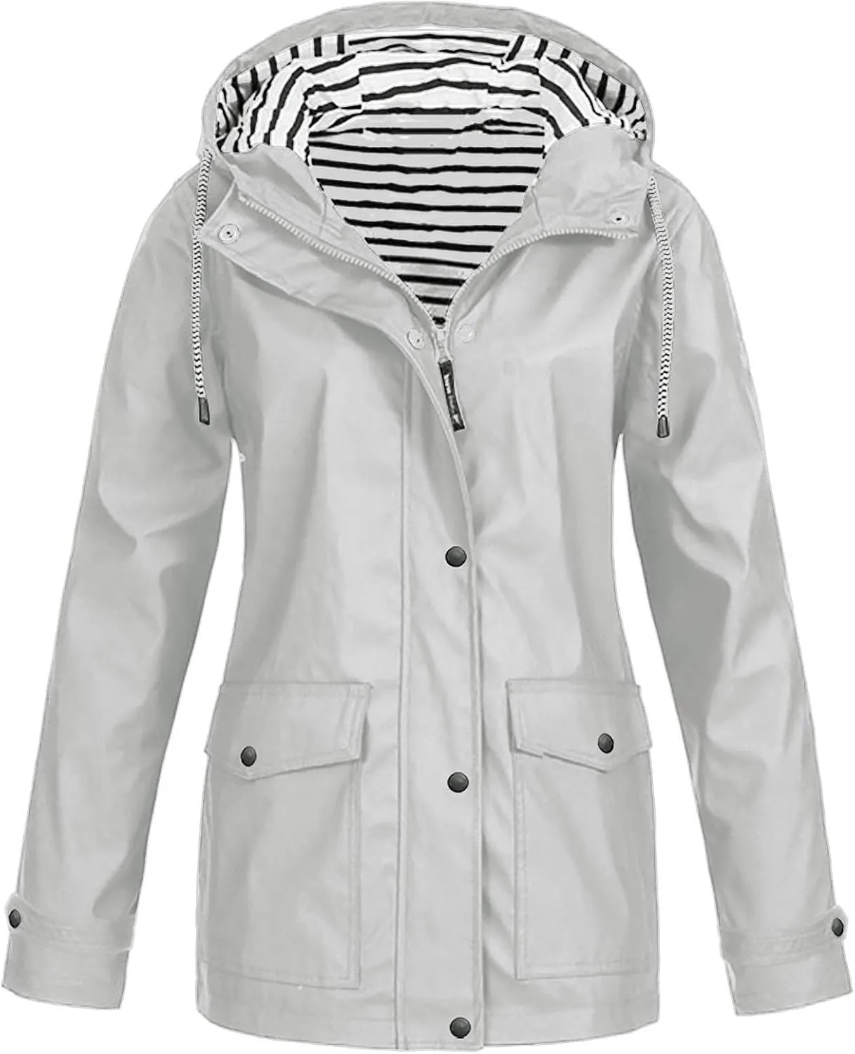 LCMTWX Women Oversized Fleece Lined Raincoat Solid Women Coat Rain Raincoat Women's Coat Outdoor Warm Rain Jacket Rain