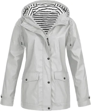 LCMTWX Women Oversized Fleece Lined Raincoat Solid Women Coat Rain Raincoat Women's Coat Outdoor Warm Rain Jacket Rain