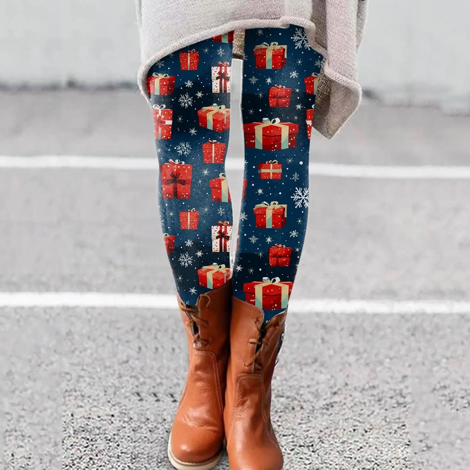 Leggings for Women Leggings Full Length Micro Elastic Fashion Soft Daily Transparent White Ash S 5XL Fall & Winter