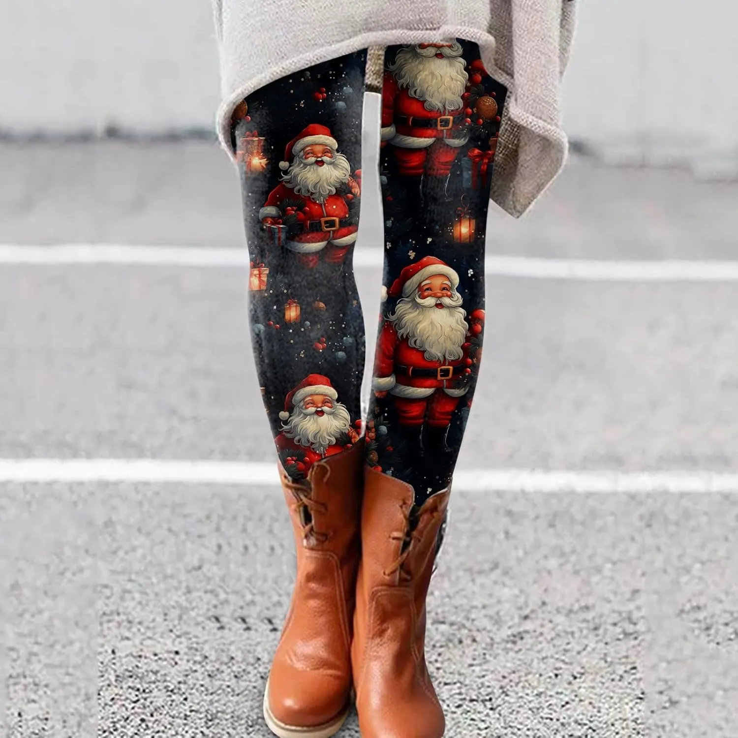Leggings for Women Leggings Full Length Micro Elastic Fashion Soft Daily Transparent White Ash S 5XL Fall & Winter