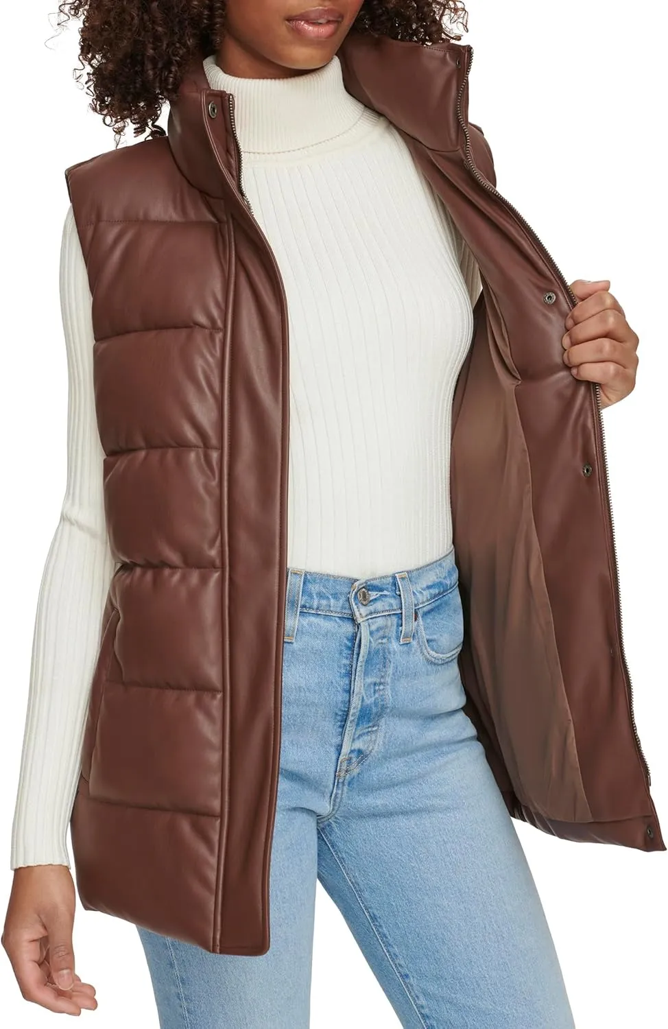 Levi's Womens Vegan Leather Puffer Vest