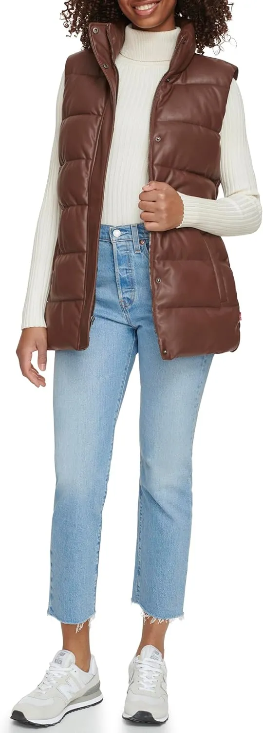 Levi's Womens Vegan Leather Puffer Vest