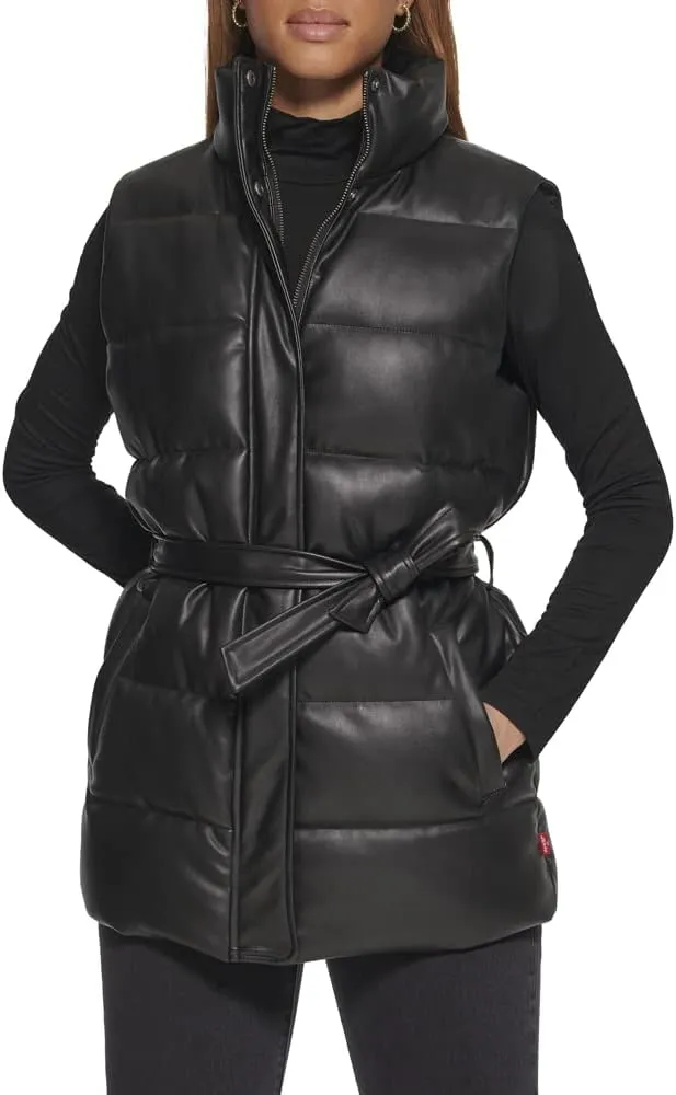 Levi's Womens Vegan Leather Puffer Vest