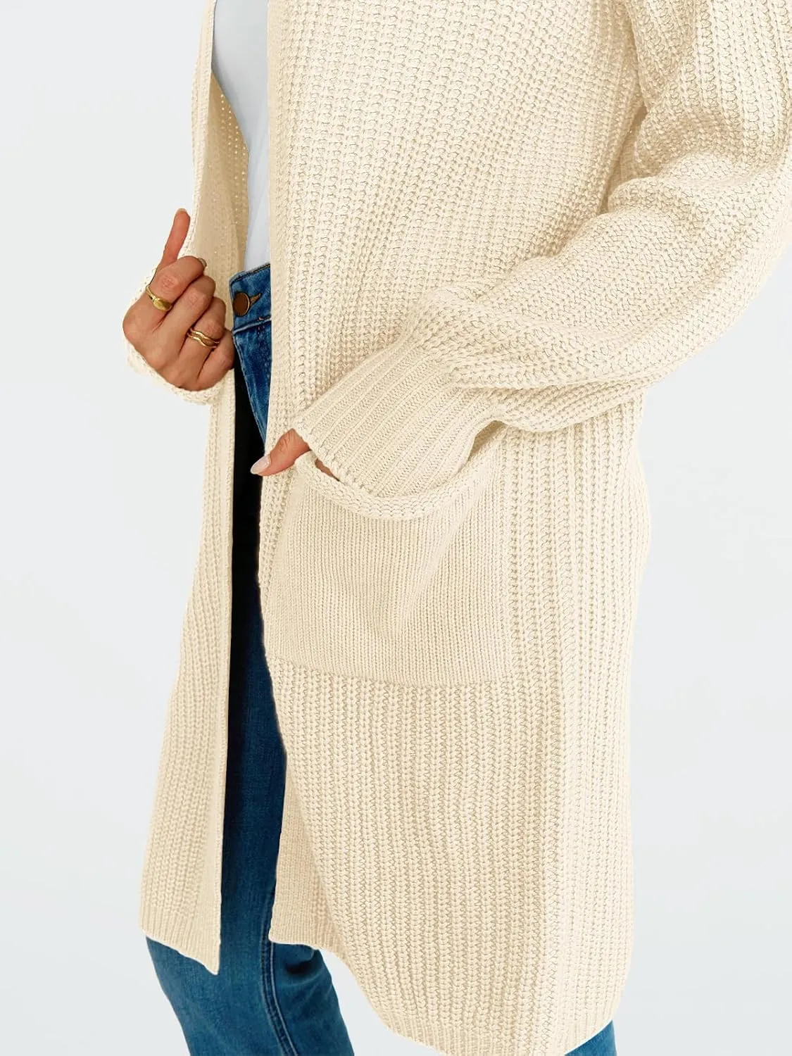 LILLUSORY Long Oversized Cardigans Sweaters for Women Open Front Knit Fall with Pockets 2025 Outfits Fashion