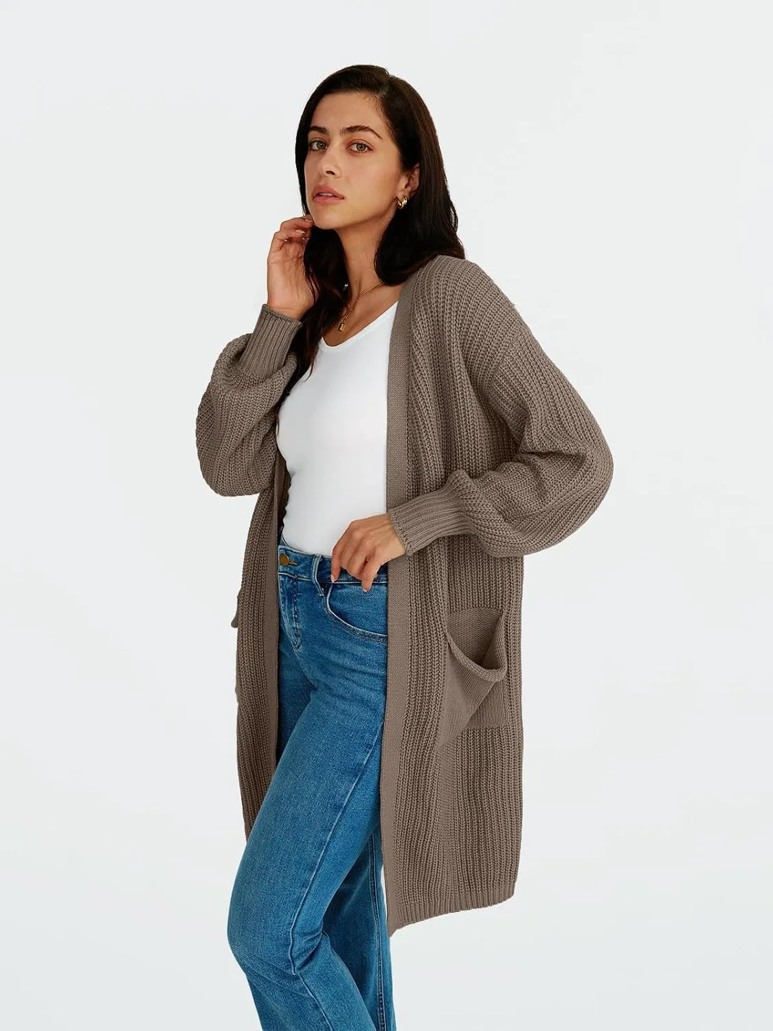 LILLUSORY Long Oversized Cardigans Sweaters for Women Open Front Knit Fall with Pockets 2025 Outfits Fashion