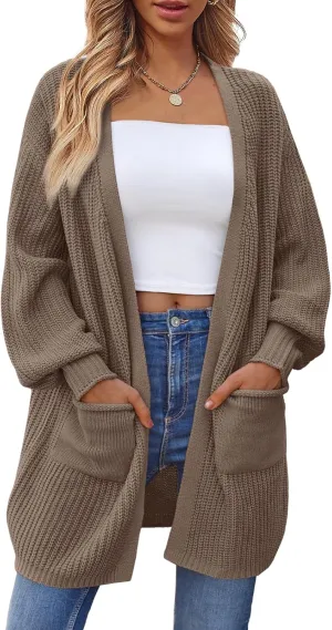 LILLUSORY Long Oversized Cardigans Sweaters for Women Open Front Knit Fall with Pockets 2025 Outfits Fashion