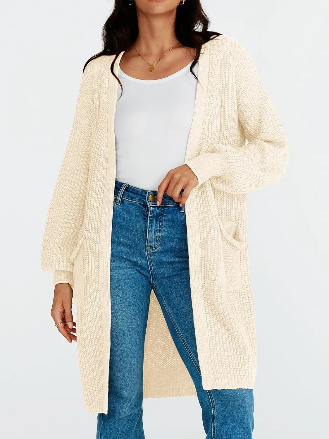 LILLUSORY Long Oversized Cardigans Sweaters for Women Open Front Knit Fall with Pockets 2025 Outfits Fashion