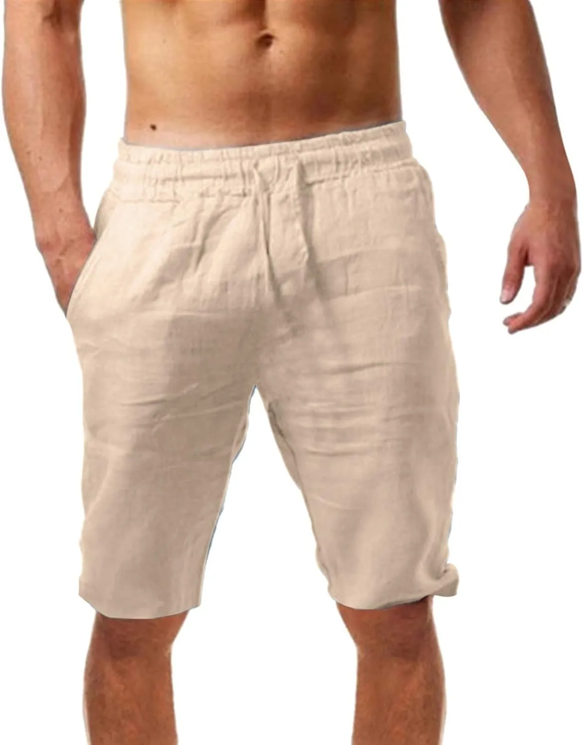 Linen Shorts for Men Casual Summer Beach Vacation Outfits Resort Wear Drawstring Bermudas para Hombres Walk Shorts