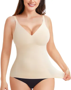 LODAY Compression Tank Tops for Women Tummy Control Shapewear Seamless Body Shaper Workout V-Neck Camisole Cami Tops