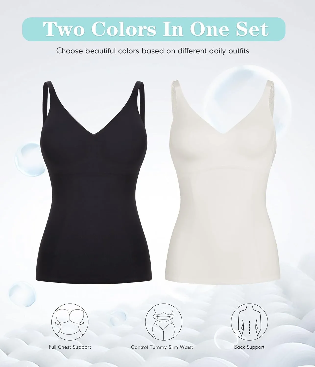 LODAY Compression Tank Tops for Women Tummy Control Shapewear Seamless Body Shaper Workout V-Neck Camisole Cami Tops