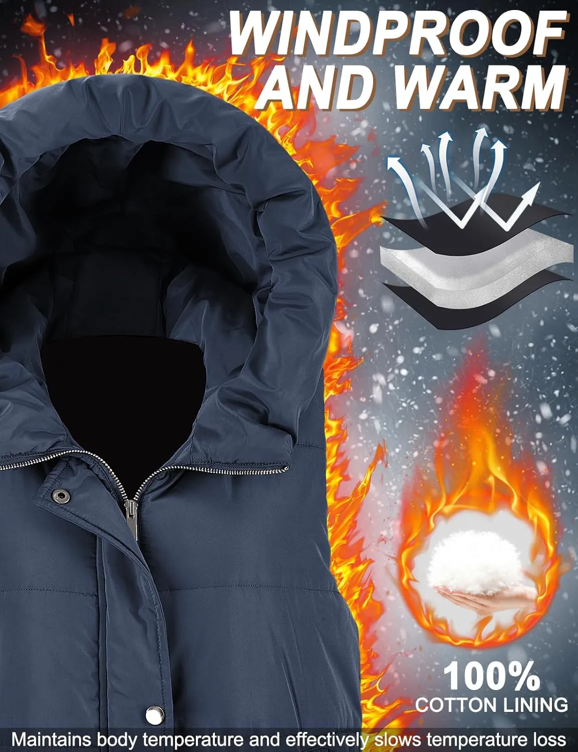 Long Puffer Vest Women Quilted Hooded Vest Zip Up Sleeveless Vests Outerwear Padded Jacket Warm Winter Coat 2025