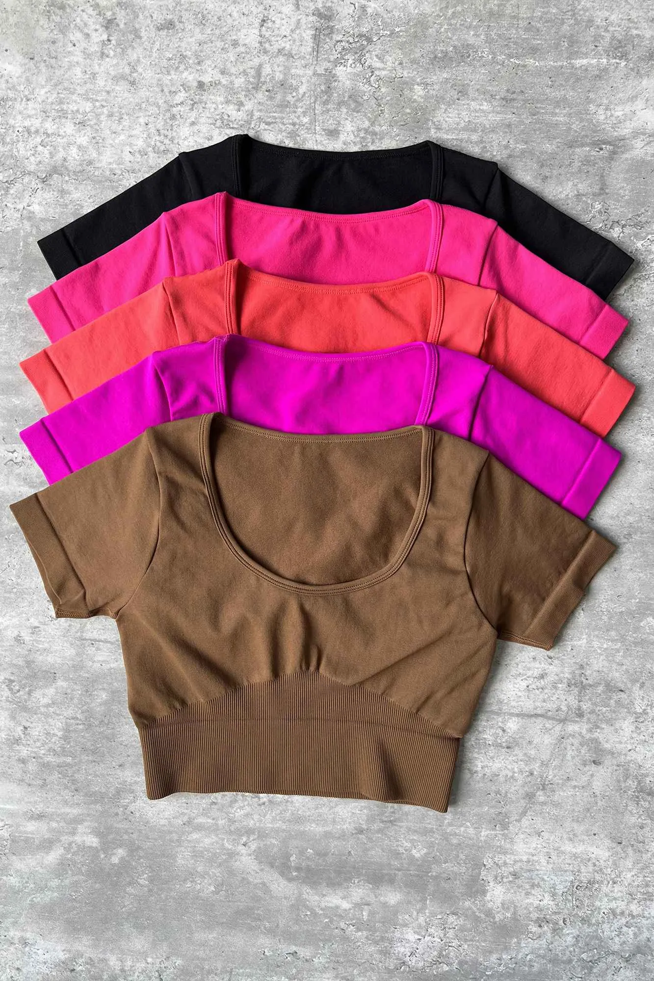 Low Scoop Neck Short Sleeve Crop Tops