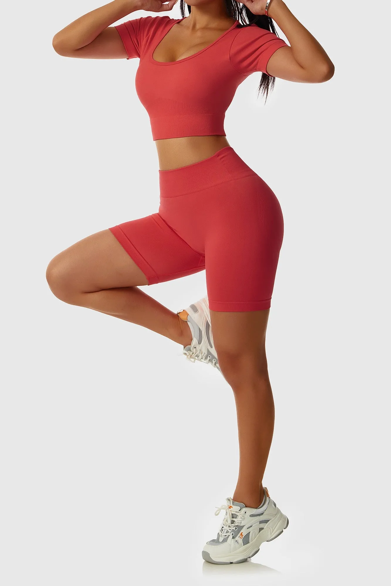 Low Scoop Neck Short Sleeve Crop Tops