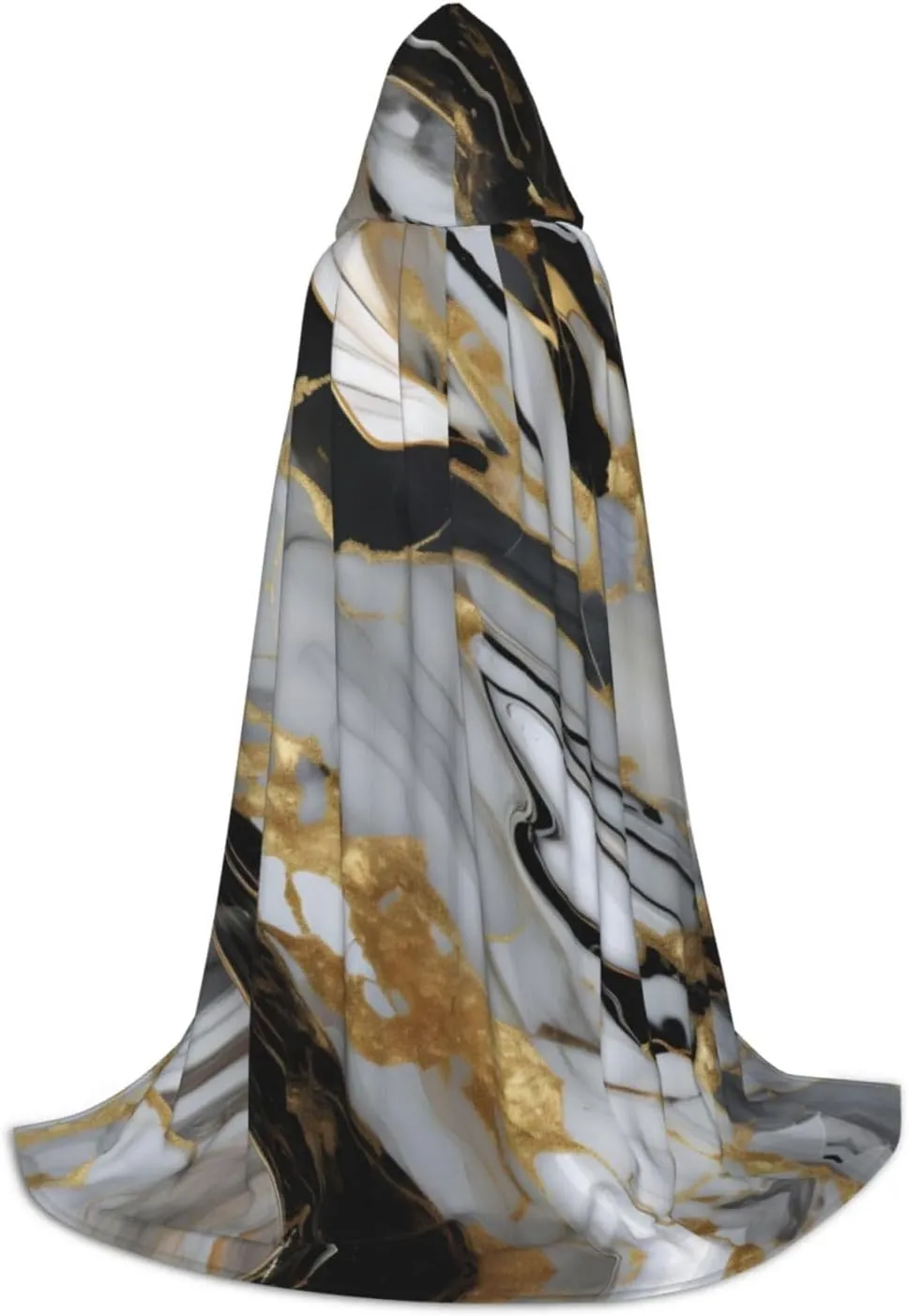 Luxury Marble Pattern Hooded Cloak Coat Winter Warm Long Cloak Cosplay Costumes Outerwear Carnivals Hoodies Capes