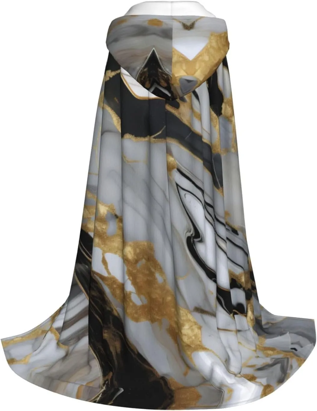 Luxury Marble Pattern Hooded Cloak Coat Winter Warm Long Cloak Cosplay Costumes Outerwear Carnivals Hoodies Capes