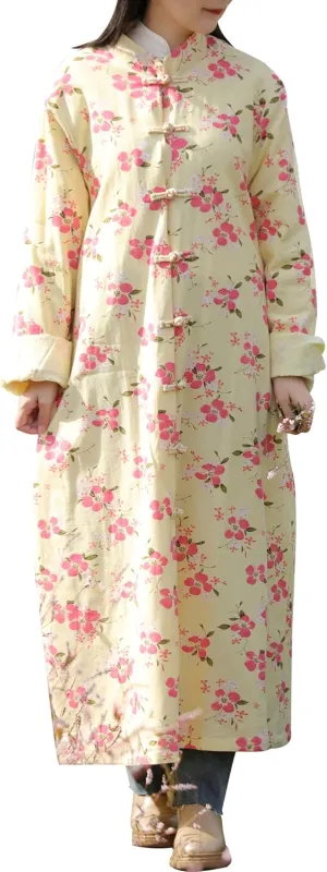 LUZU JUNU Women's Trench Coat Floral Print Jacket Cottagecore Clothing Casual Plus Size multicolored Outerwear