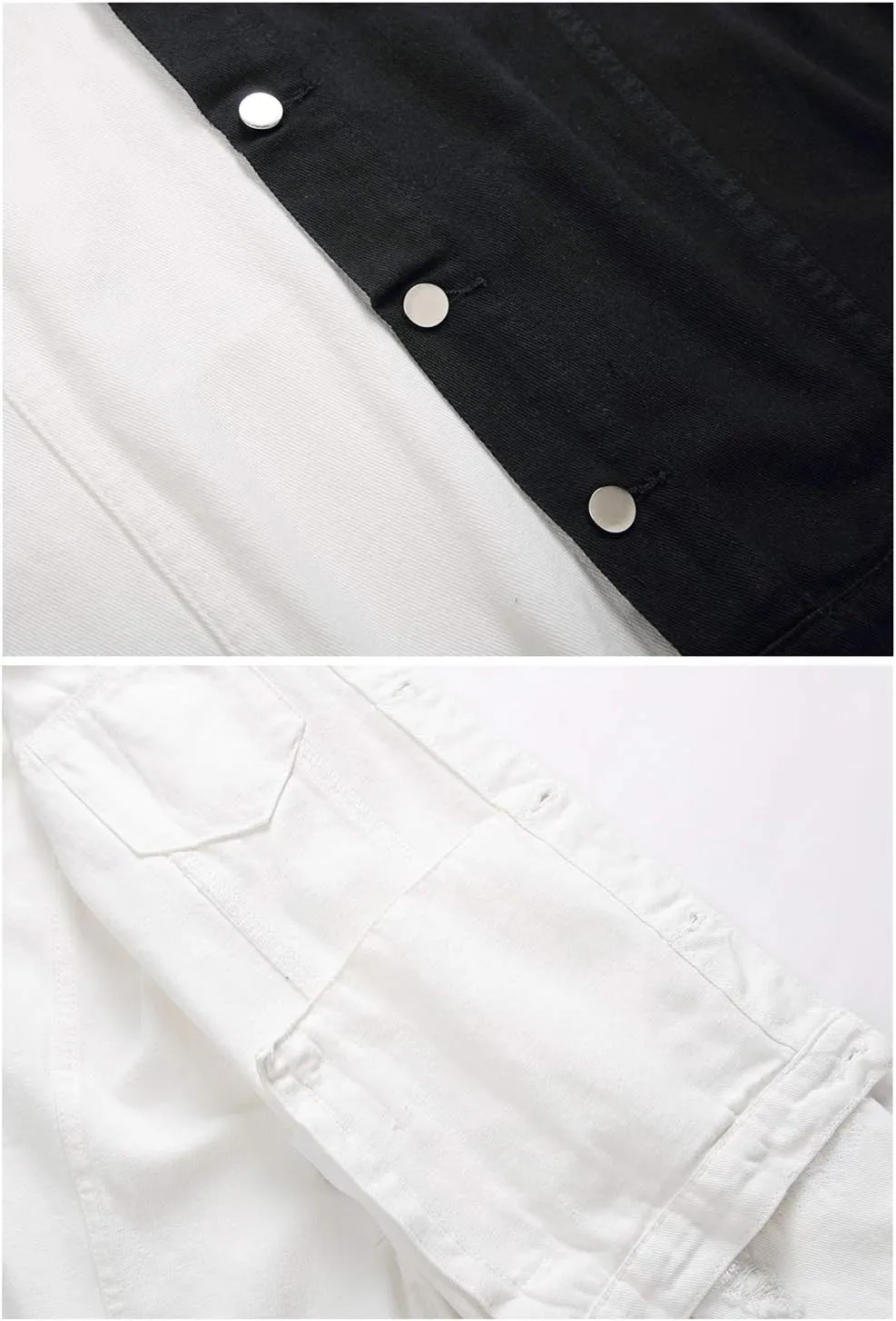 LZLER Jean Jacket for Men,Separable Left&Right Ripped Slim Fit Mens Denim Jacket
