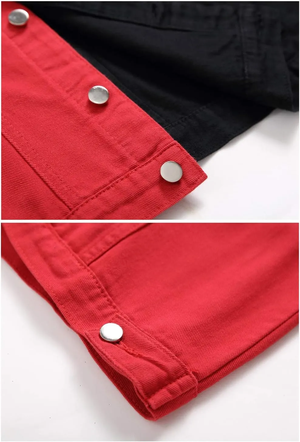 LZLER Jean Jacket for Men,Separable Left&Right Ripped Slim Fit Mens Denim Jacket