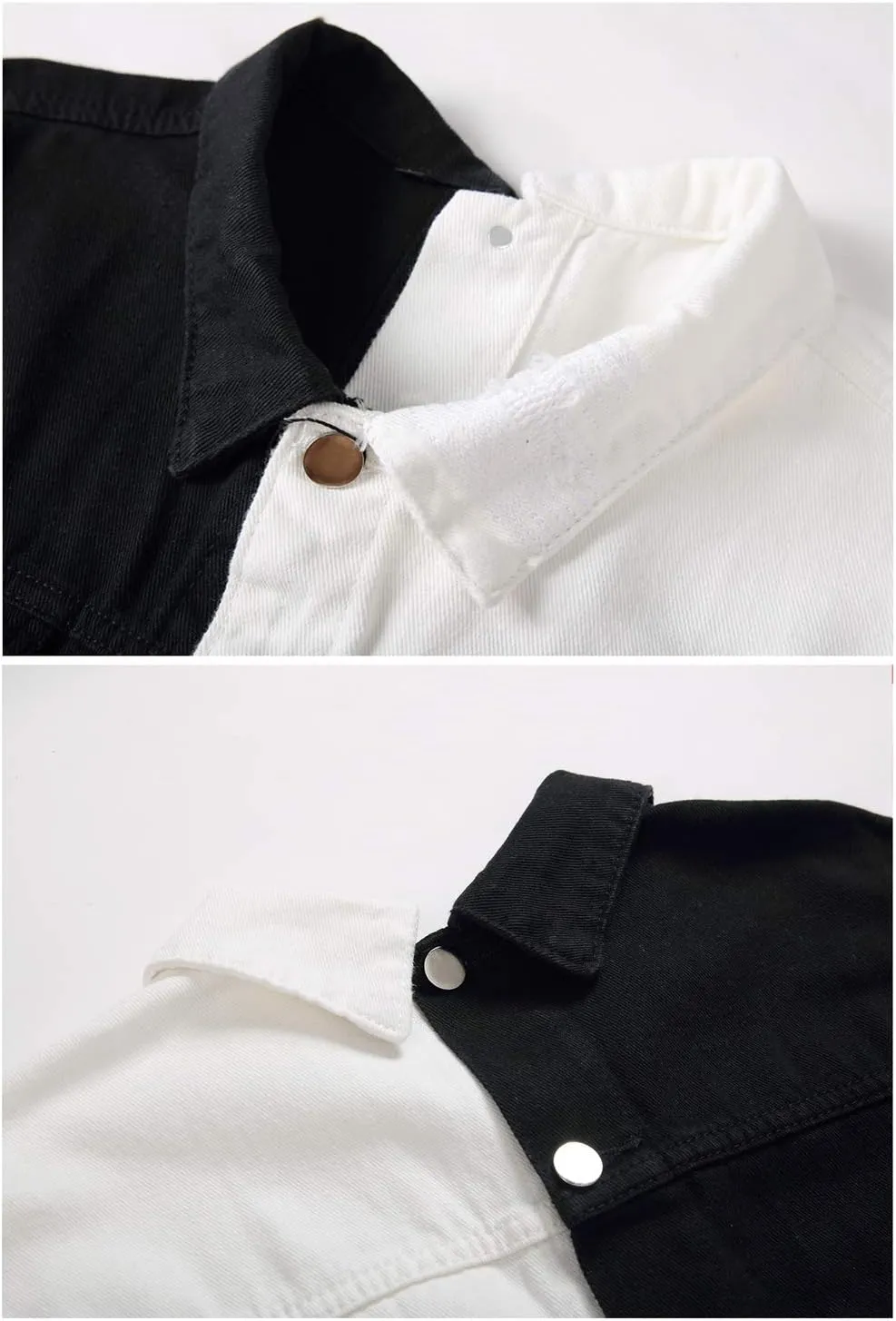 LZLER Jean Jacket for Men,Separable Left&Right Ripped Slim Fit Mens Denim Jacket