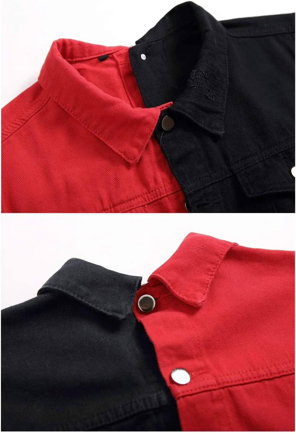 LZLER Jean Jacket for Men,Separable Left&Right Ripped Slim Fit Mens Denim Jacket